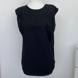 Express Black Silky Pleated Shoulder Sleeveless Blouse XS